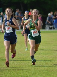 Sarah chases down a Montpelier runner in the final sprint